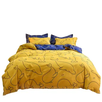 

cartoon whale print bedding set cute kawaii bed linens for kids adult Nordic style bed set queen king single size