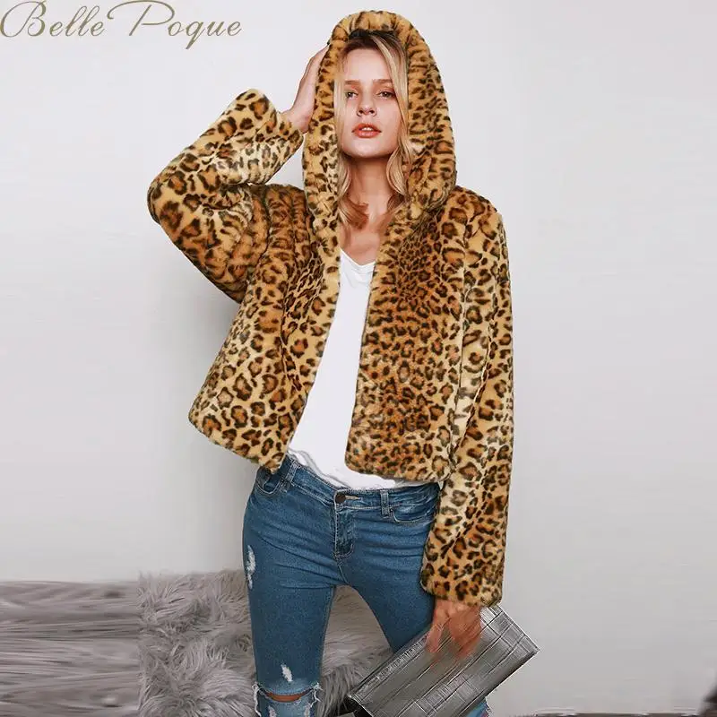 Belle Poque утолщенное леопардовое женское короткое пальто из искусственного меха женская куртка повседневные пальто меховые куртки женские Harajuku