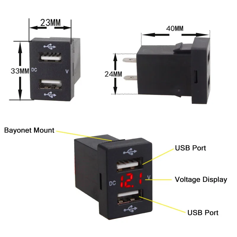 Рекламный 12-24V 2.1A usb-разъем для автомобиля зарядное устройство для мобильного телефона быстрое автомобильное зарядное устройство с светодиодный автомобильный usb-адаптер зарядное устройство для Toyota