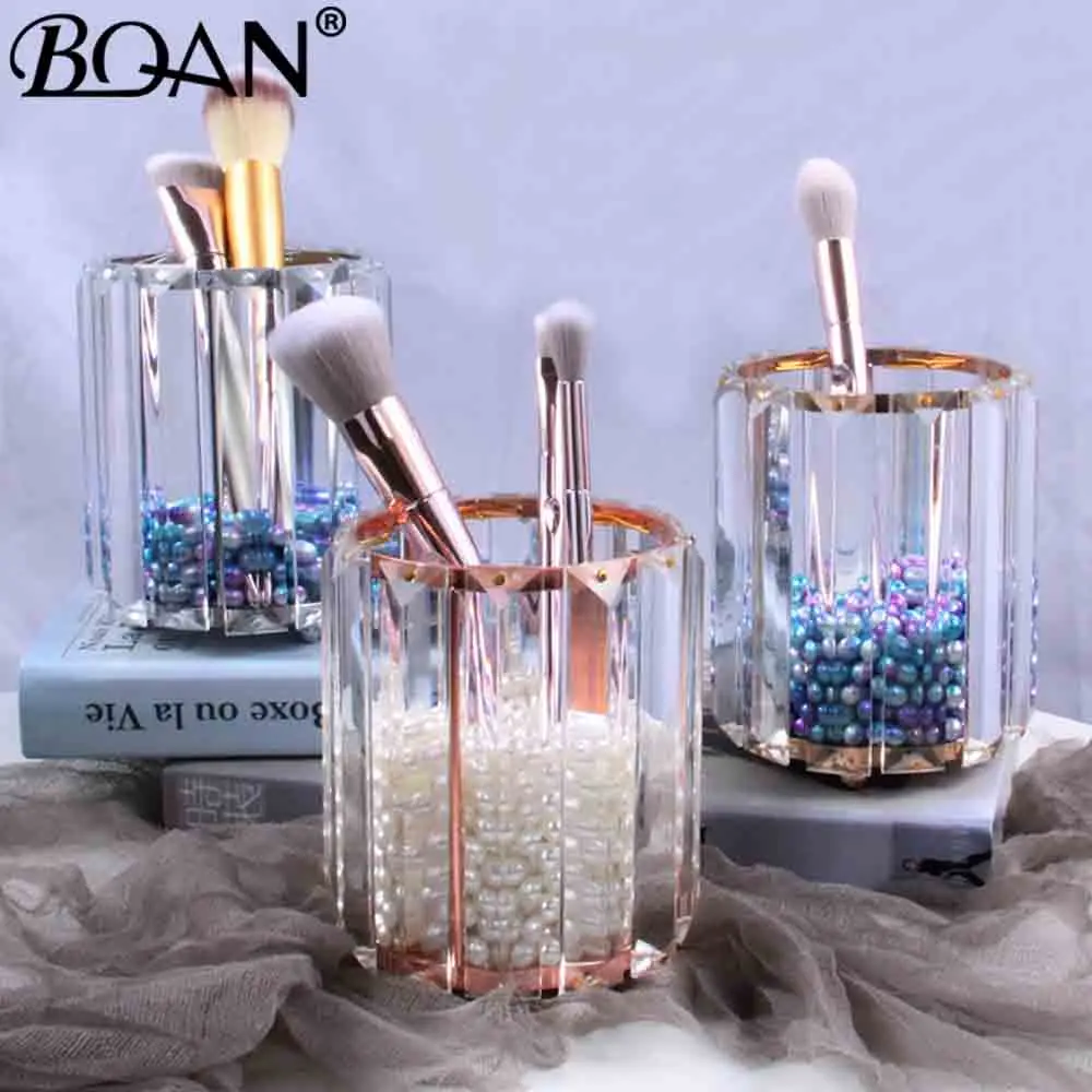 BQAN 1 Pc Glass Nail Brush Holder Storage Case Bag Cosmetic Pen Organizer Shining Makeup Manicure Art Tool Accessory |