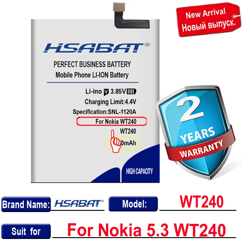 HSABAT 4500 мАч WT240 аккумулятор большой емкости для Nokia 5 3 смартфона|Аккумуляторы
