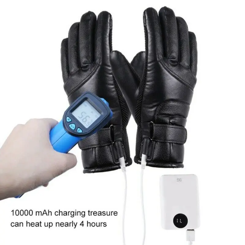 Зимние перчатки с электрическим подогревом, унисекс, велосипедные пушистые теплые перчатки, USB, тепловые, для погоды, холода, водонепроницаемые, для женщин, мужчин, теплые перчатки