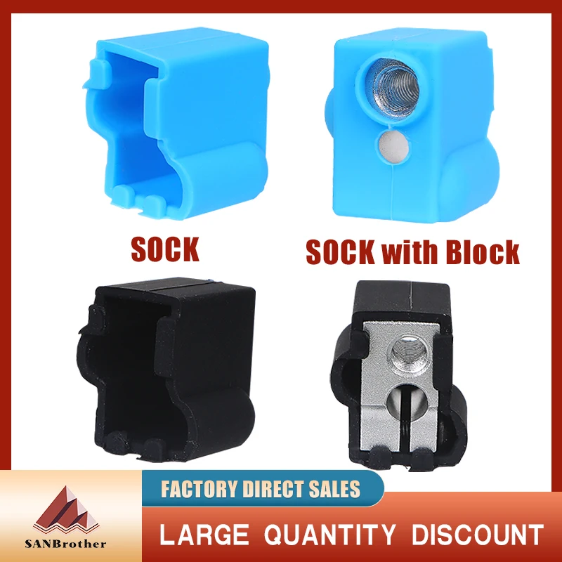 Volcano Silicone Socks with Heated Aluminium Block 3D Printer Parts for V6 J-head Hotend Extruder Reprap Block Protective Cover toaiot 3d printer parts hotend extruder extrusion head kit 1 75mm metal hotend with cnc heating block for mk3 mk3s mk3s v6