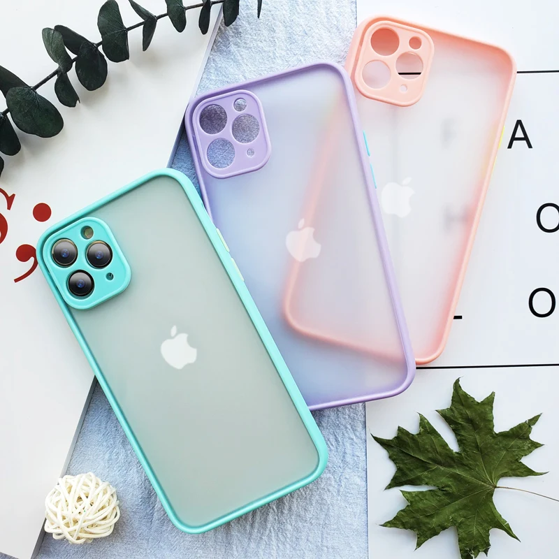 

Candy Color Matte Clear Phone Case for iPhone 11 Pro XS Max XR X 8 7 Plus SE 2020 Mint Hybrid Soft Silicon Shockproof Cover Capa
