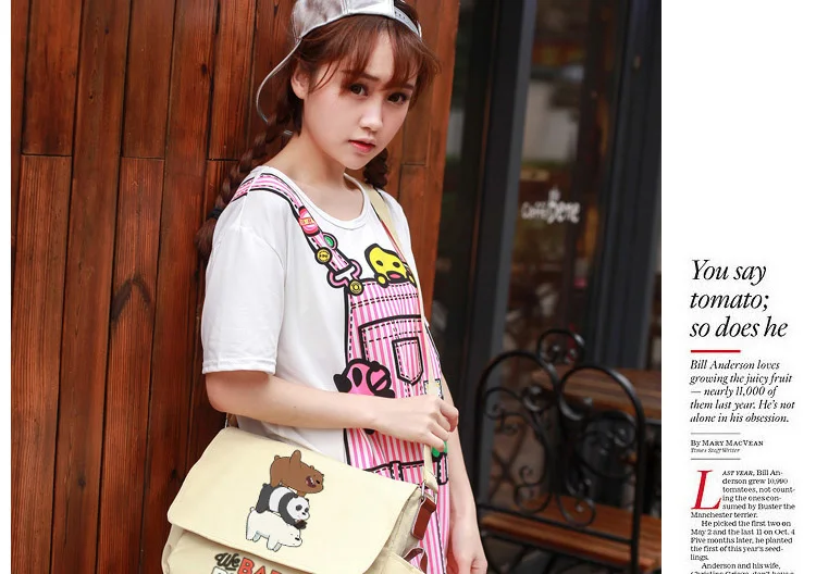 We Bare Bears Shoulder Bag Bear Three Cute Comic Bag Satchel Russian Cartoon Gift Present Crossbody Aslant (3)
