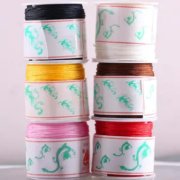 

2Rolls 0.6MM Beading Nylon Cord for DIY Bracelet Jewelry Findings Making Necklace Chinese Knot Macrame White Red Line 50M/Roll