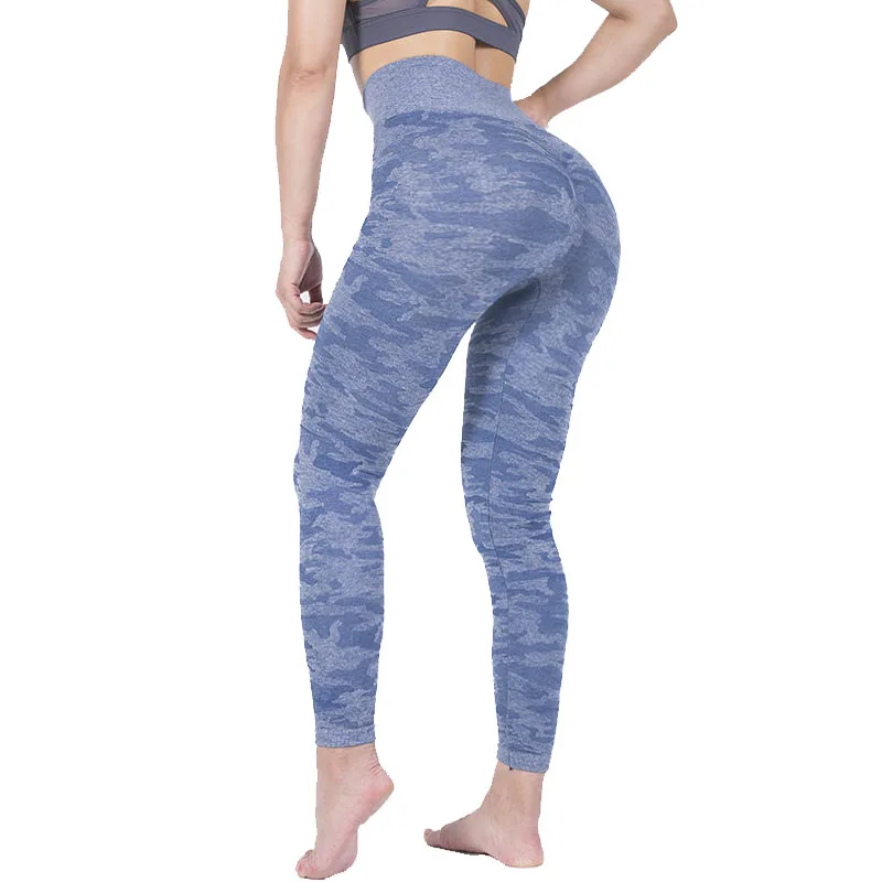 Yeechop, женские эластичные леггинсы Camo Vital, бесшовные, впитывающие пот, дышащие, эластичные, высокая талия, для тренировок, фитнеса, йоги - Цвет: Blue