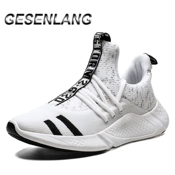 

Men's Running Shoes Flyknit Breathable Mesh Soft Light Daily Walking Shoes Anti-Slip Wear Resistant Rubber Outdoor Male Sneakers