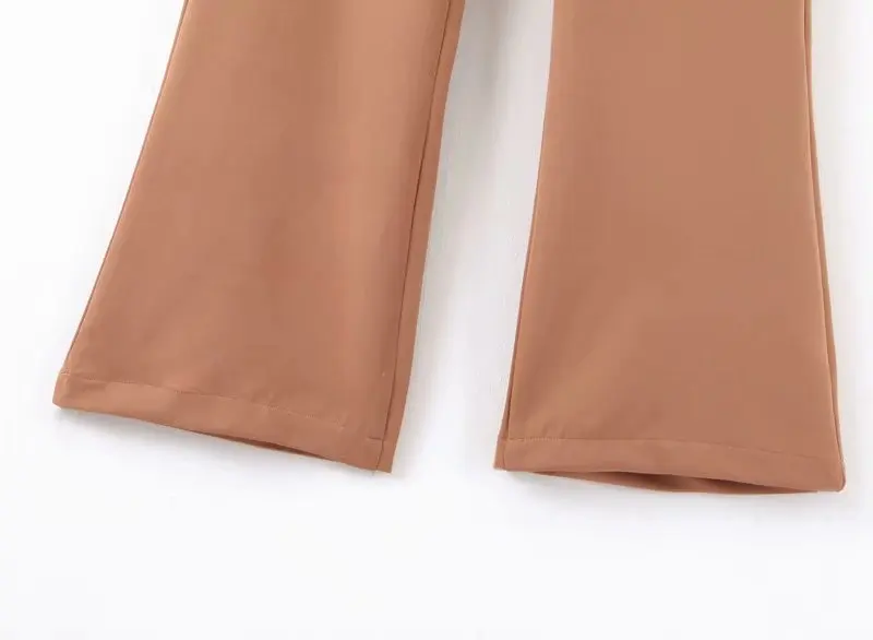 Женские базовые однотонные длинные брюки на молнии с карманами в европейском стиле, женские деловые брюки P537
