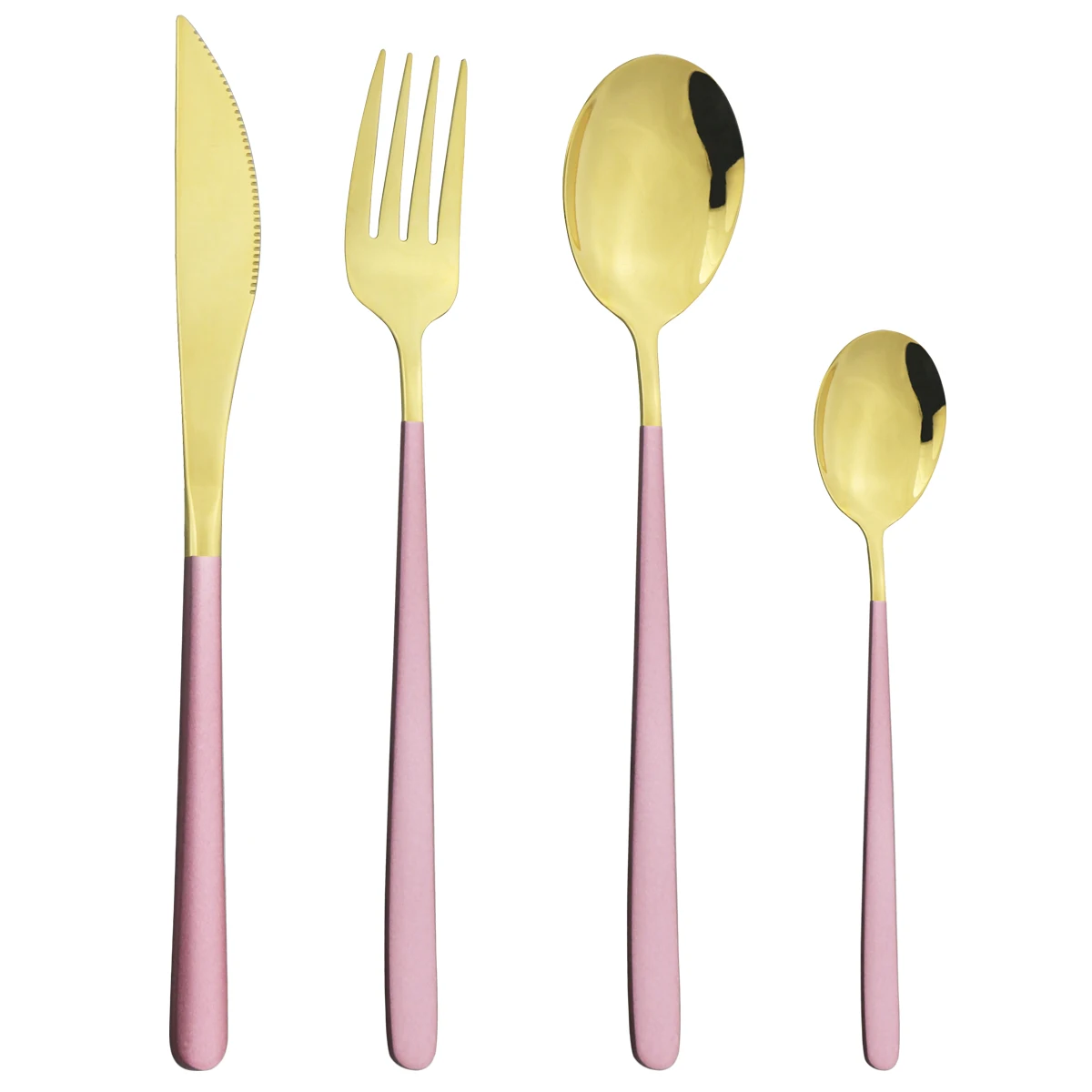 4pcs/set Pink Gold Cutlery Set Knife Fork Spoon Flatware Set 304