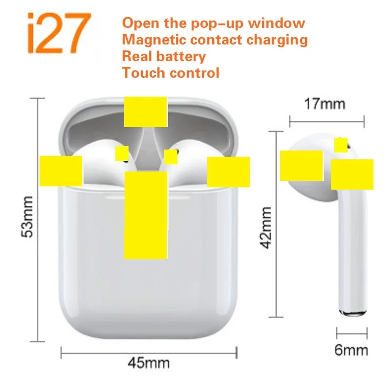 Новейший I27 2,0 TWS 1:1 Air Pop Up Bluetooth 5,0 наушники беспроводные умные сенсорные наушники с дисплеем питания беспроводные наушники