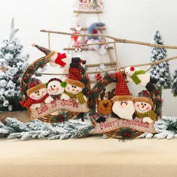 

2021 New Year Christmas Decoration for Home Navidad Door Tree Wreaths Garland Window Wall Wreaths Pine Hanging Pendant Ornament