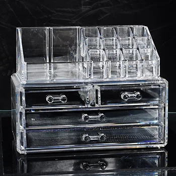 

Cosmetic Container Makeup Organizer Storage Box Bins Women Girls Make up Case Acrylic Bedroom Jewelry Display Holder