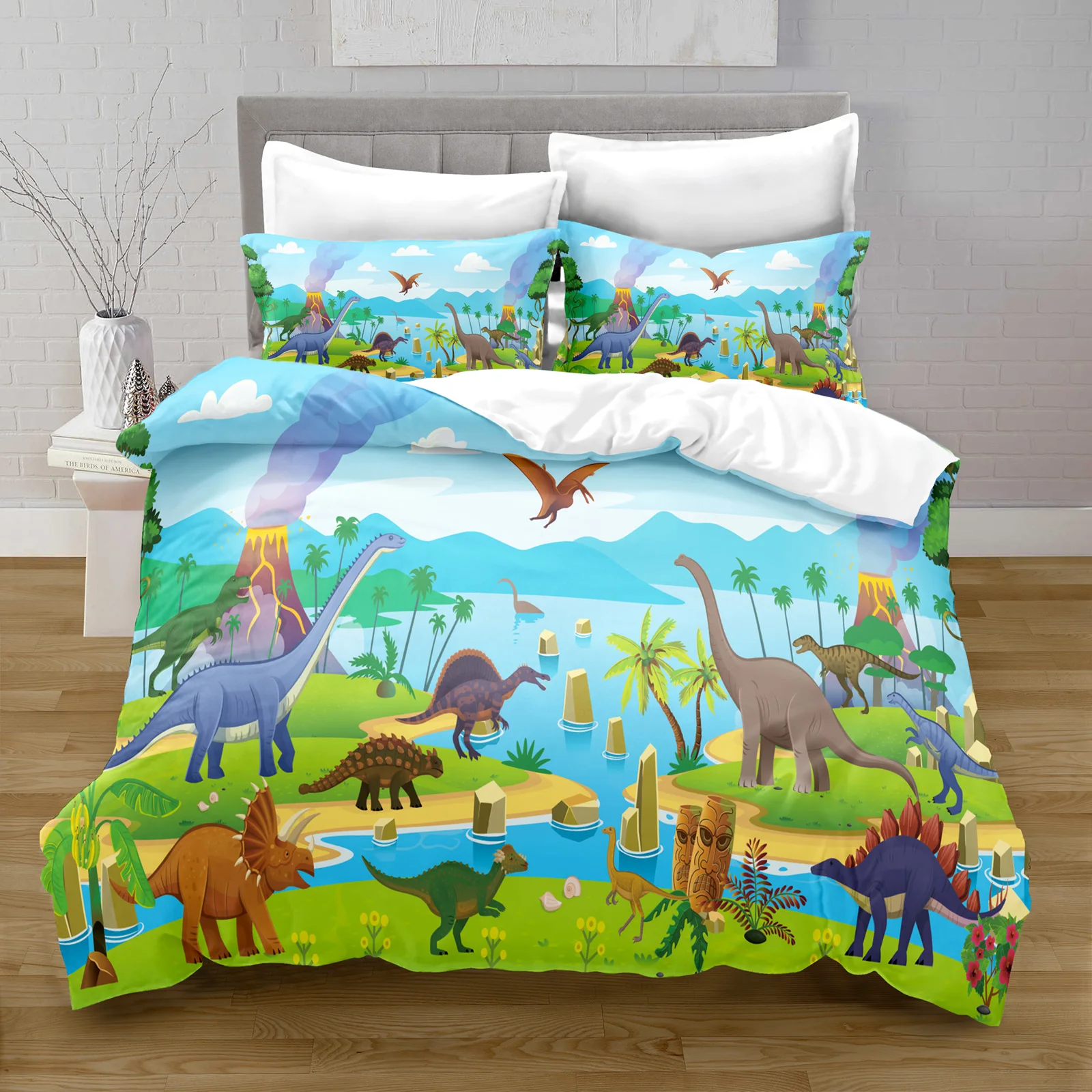 

100% Polyester Dinosaur Pattern Digital Printing Cover Set with Pillowcase Boys and Girls Bedding Set Comforter Bedding Sets