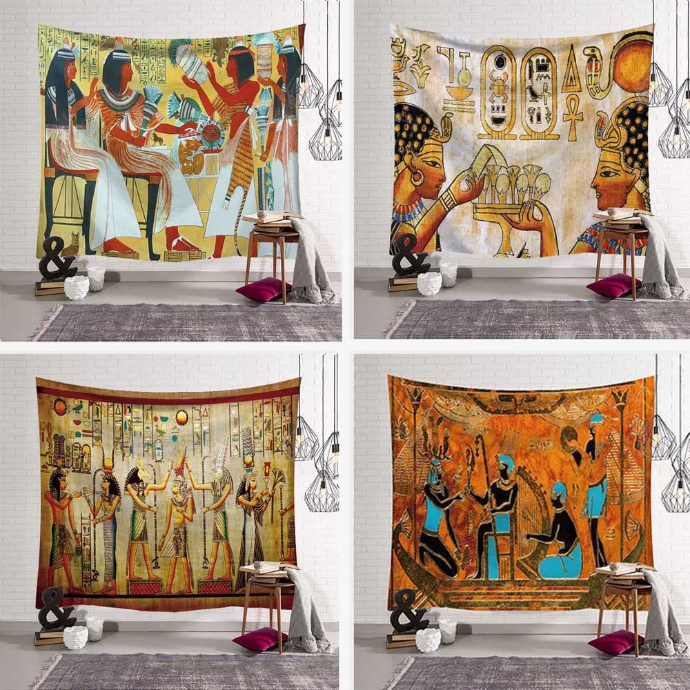 

Ancient Egypt Tapestry Wall Hanging Retro Home Background Tapisserie Mura Beach Towel Corridor Bedroom Living Room Decor
