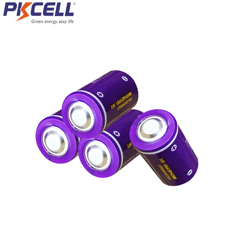 

4PCS PKCELL 1/2AA ER14250M 3.6V 750mah lithium battery Li-SOCl2 singe use battery (Power Type) for military electronics