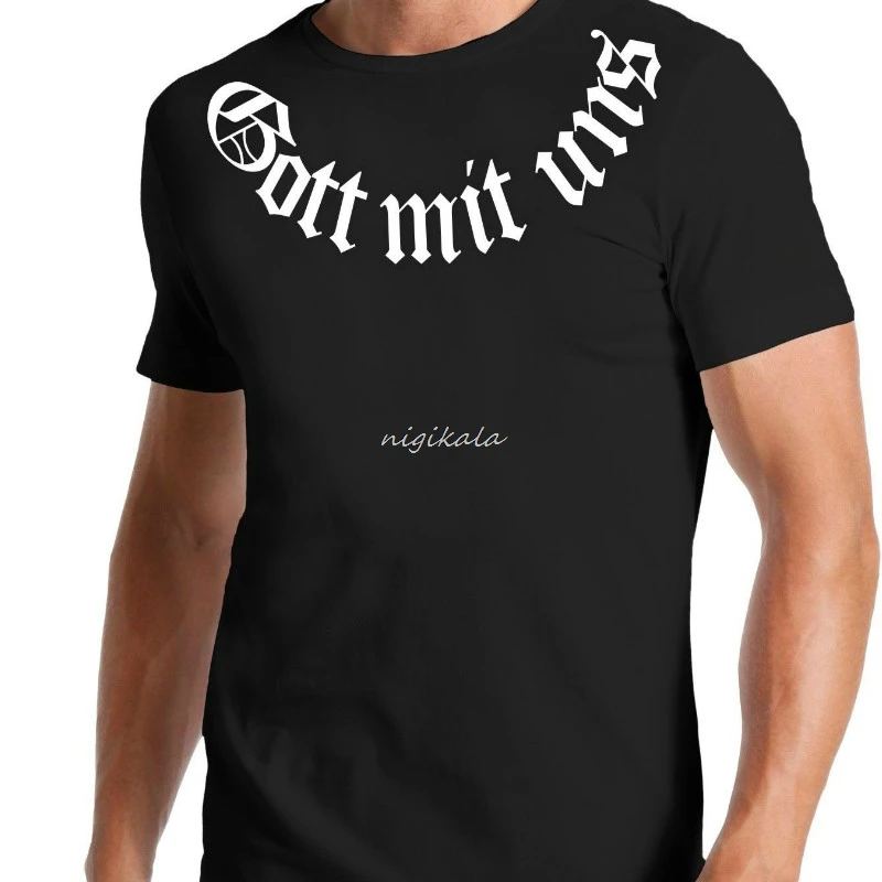 

Mens Hipster Short Sleeve Tee Tops Gott Mit Uns T Shirt Preu  En Wehrmacht Hooligan Criminal Krieg Kreuz