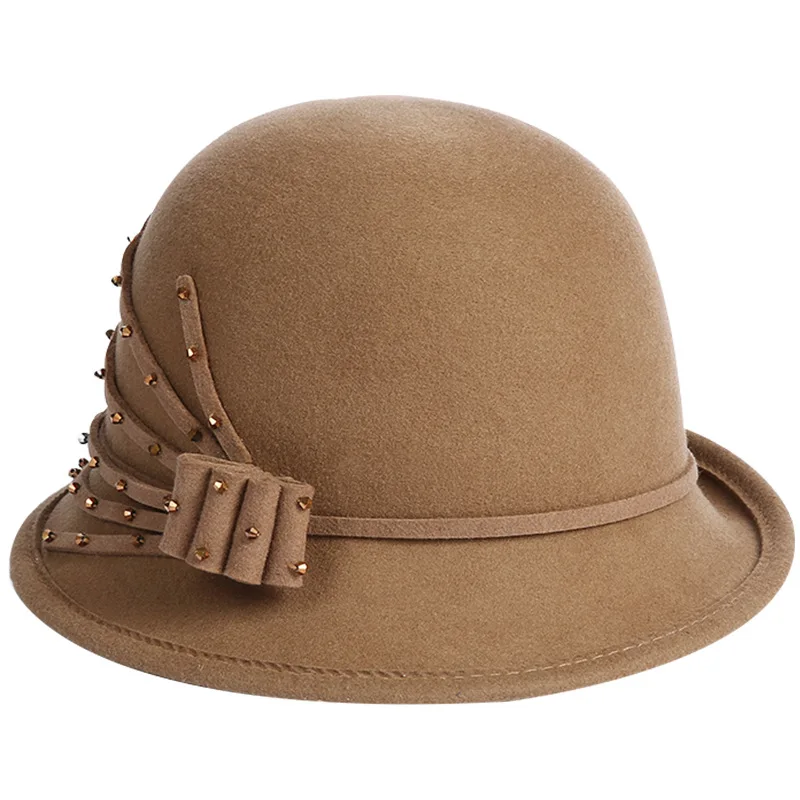 

Lady Winter Special Shape Dec Cloche Cap 100% Australia Wool Hats Women Asymmetric Felt Fedora Hat 56-58cm