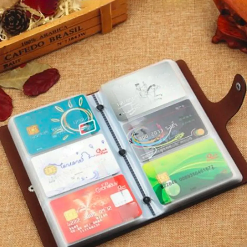 

Fashion Leather 96 Card Slot Id Card Holder Multifunction Business Bank Card Case Men Women Credit Passport