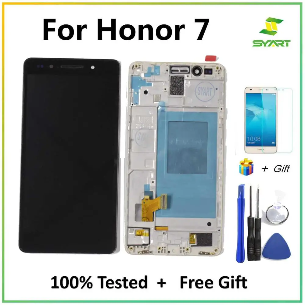 Ceny SYART dla Huawei Honor 7 ekran LCD ekran dotykowy Digitizer dla Honor7 części zamienne LCD ze szkłem