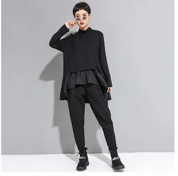 

2019 European and American women's autumn new casual pants dark thin feet elastic harem pants
