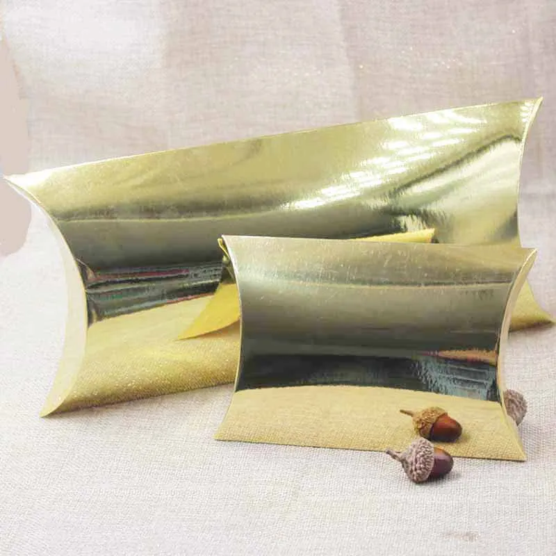 

Paper gold gift package & dispaly box pillow shape ,wedding favors/arts/scarf pillow packing &display box gold box 25pcs