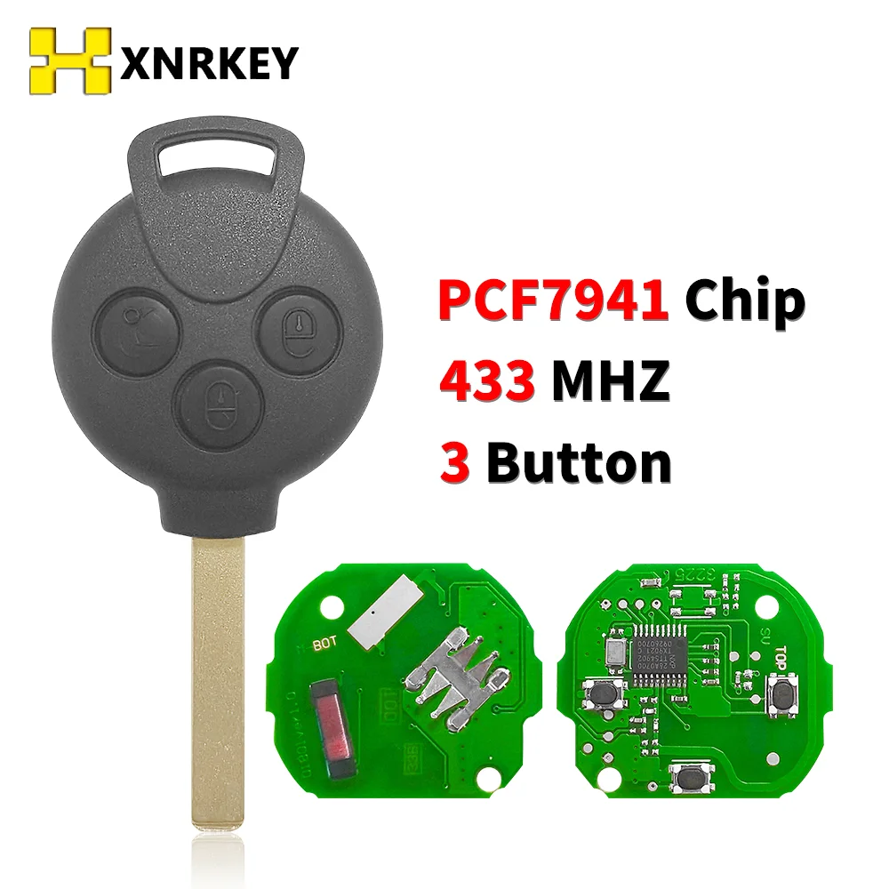 XNRKEY Car Remote Control Key Replacement for Mercedes Benz Smart 451 2007 2008 2009 2010 2011 2012 2013 ID46 PCF7941 433Mhz