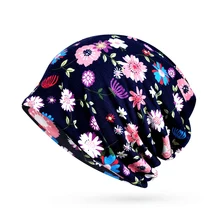 Корейская версия с цветочным принтом; Новое поступление; модная женская Повседневная кружевная шляпа для взрослых; летний мягкий шарф; шапки двойного назначения