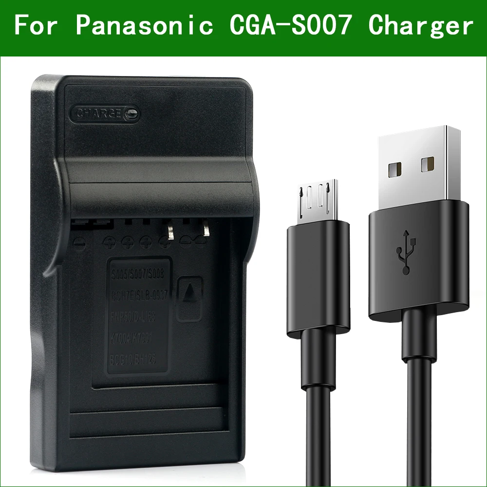 Carregador de Bateria da Câmera para Panasonic Dmc-tz1 Tz2 Tz3 Tz4 Tz5 Tz11 Tz15 Tz50 Cga-s007 Cgr-s007 Dmw-bcd10 De-a26 De-a45 De-a46