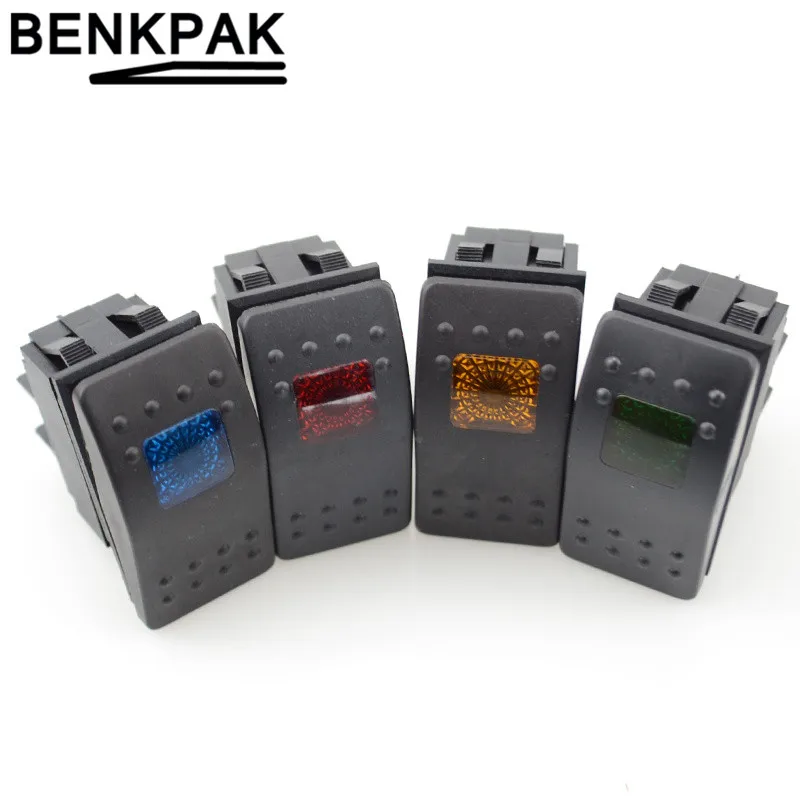 Waterproof-12V-220V-20A-Push-Button-Switch-ON-OFF-4-Pin-Blue-Red-Yellow ...