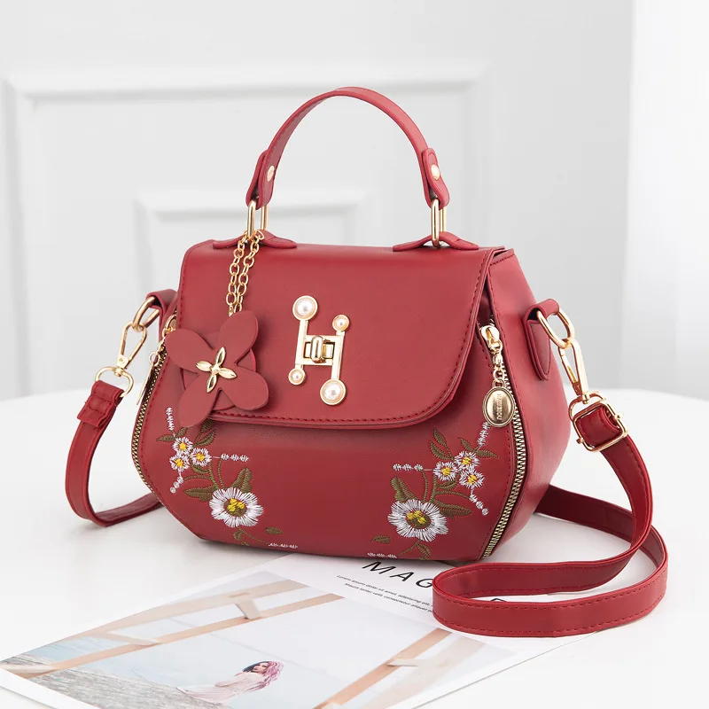 Ladies bag female 2021 new trendy net red female bag fashion all-match embroidered one-shoulder messenger handbag