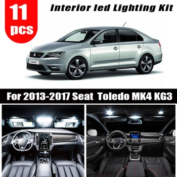 

11pcs LED License plate lamp + Interior dome map Lights bulb kit for Seat Accessories for 2013-2017 Toledo 4 IV MK4 KG 3