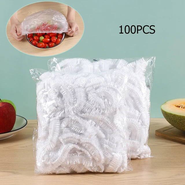 100pcs/set Couverture de stockage alimentaire en plastique jetable