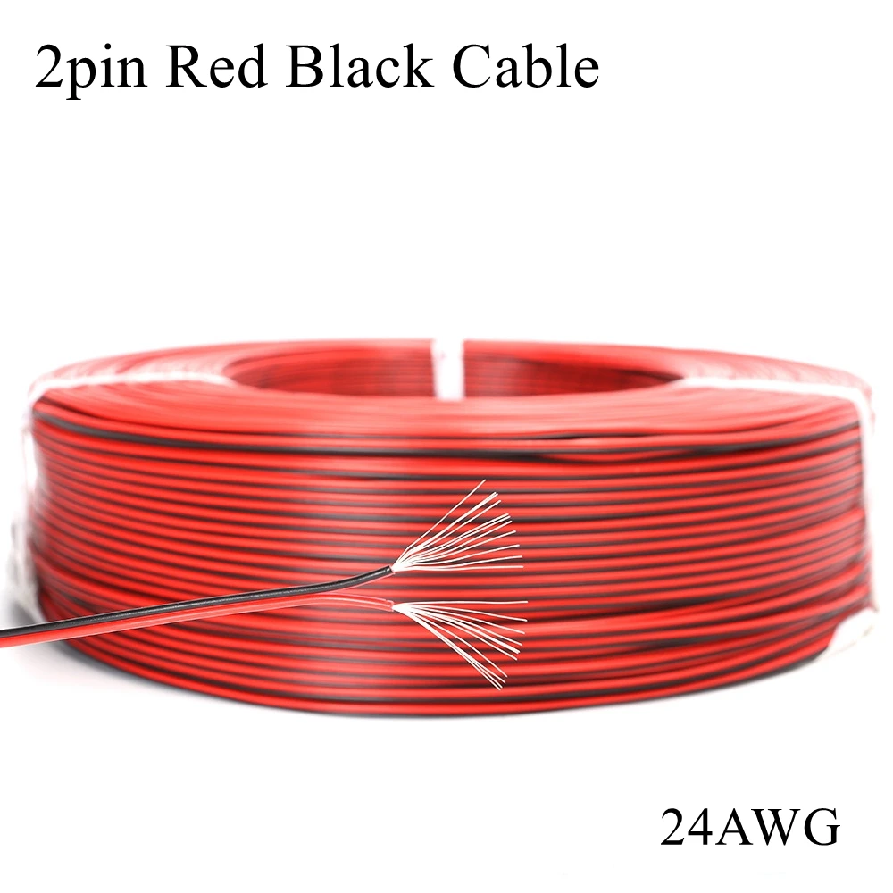 24AWG красный черный кабель 2pin Луженая Медь поливинилхлоридовый Электрический провод изолированный удлиннитель автомобильный аудио динамик светодиодные ленты электронные провода