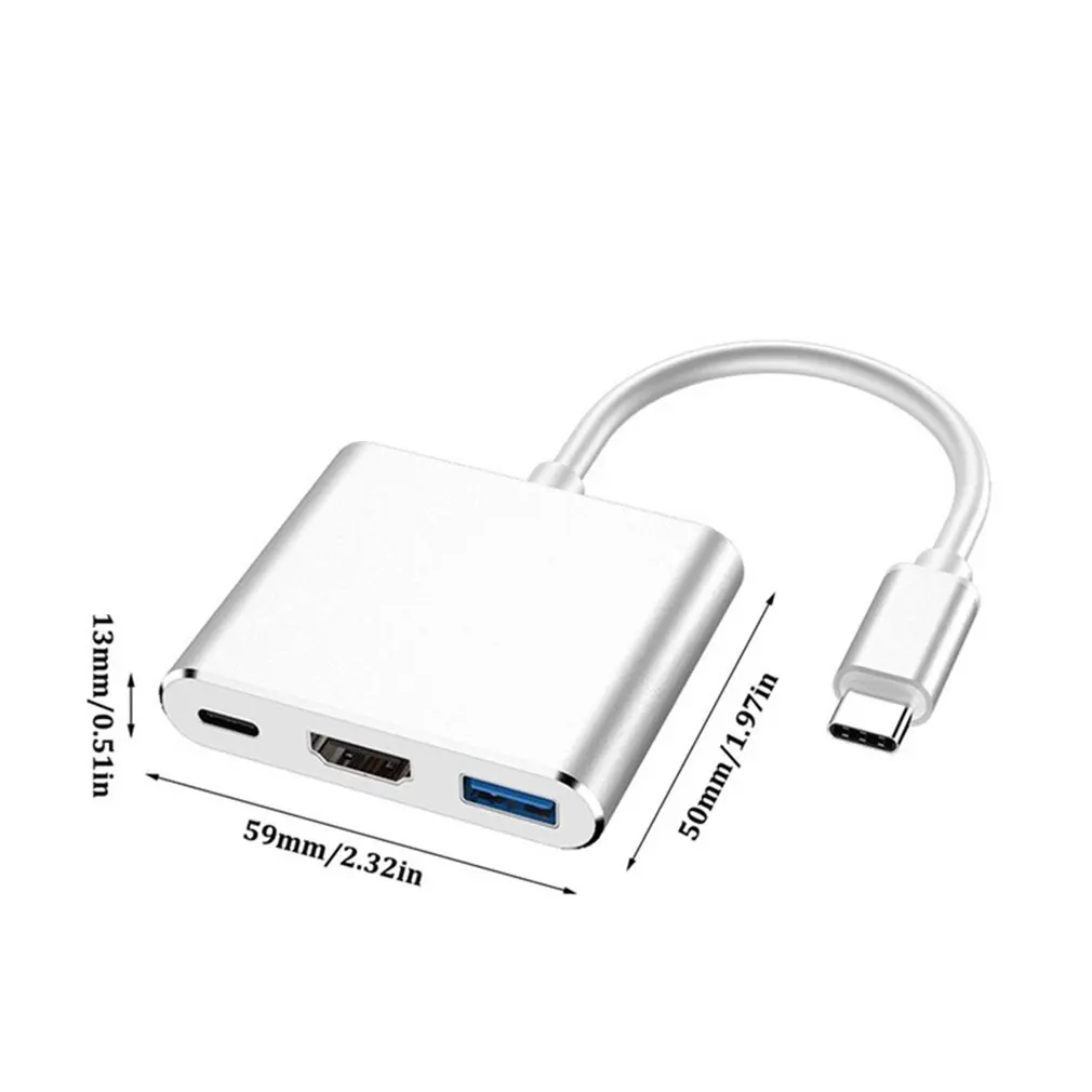 Многоцелевой Тип мини-C отложным воротником Hdmi «Три в одном» Тип-C отложным воротником Usb Тип с разъемами типа C и Hdmi конвертер USB Интерфейс для Apple Macbook