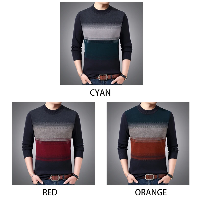 Popular Sweater Men Patchwork Knitted Pullover Men Autumn Winter Warm Slim Fit Sweaters O-Neck Pull Homme Brand Clothes