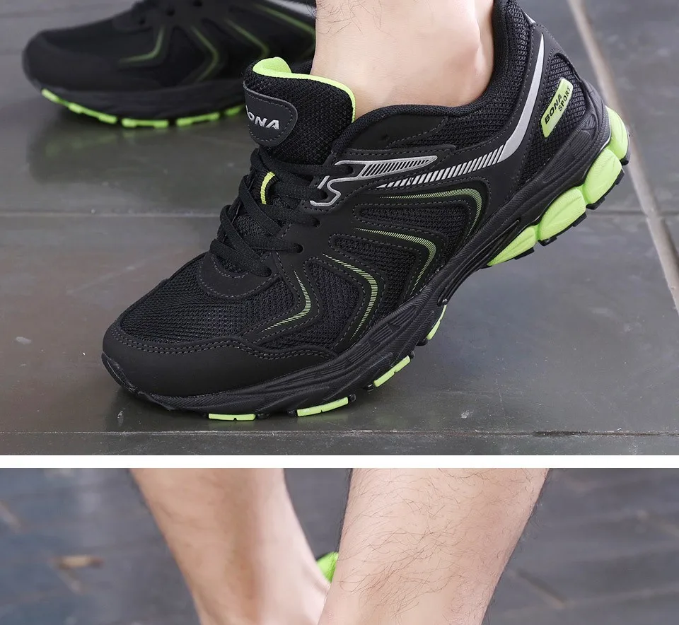 BONA Zapatos de hombre, мужские кроссовки, на шнуровке, дышащие, удобные, уличные, для мужчин, красивые тренды, спортивные кроссовки