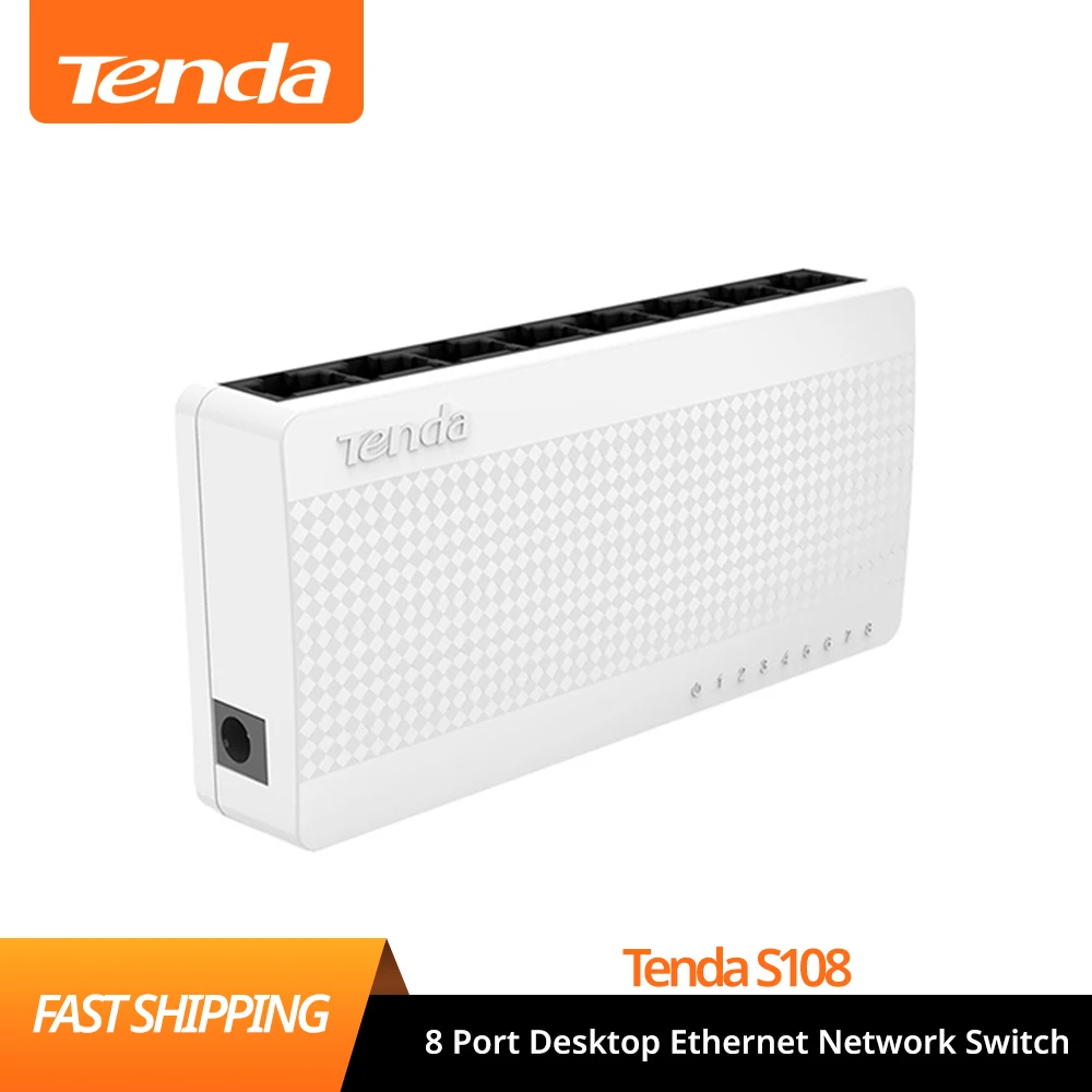 Tenda S108 Ethernet-коммутатор 8 Порты и разъёмы Настольный Ethernet сетевой коммутатор gigabit