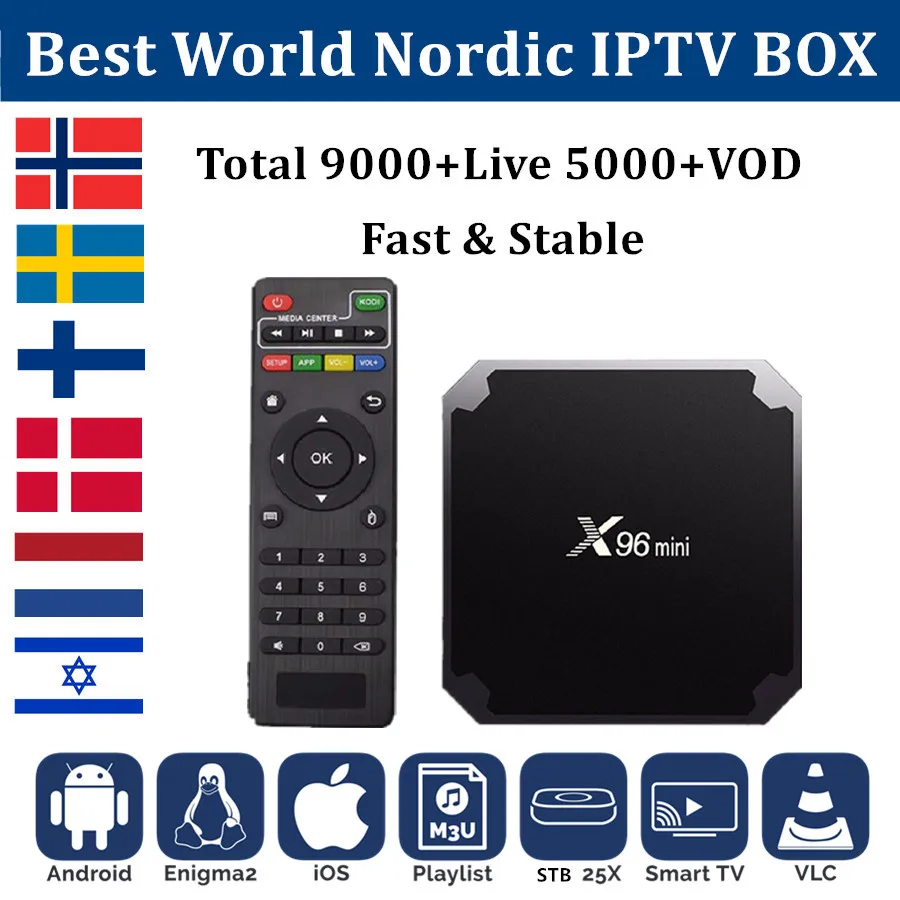 

X96 mini Smart TV BOX Android 7.1+Europe IPTV subscription Nordic IPTV Sweden Noway Israel Finland Dutch IPTV M3U android tv box