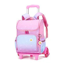 

2021 Trolley Grils Kids backpack school Backpack Removable Children School Bags Wheel School Bag princess Schoolbags kids