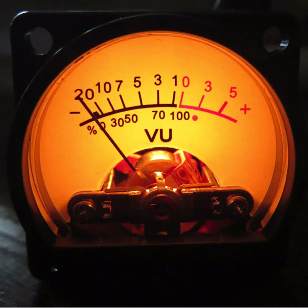 

35*35mm Panel VU Meter DC/AC 6-12V Bulb Warm Back Light Recording Audio Level Amp 630 Ohm Black VU Meter for Audio Equipment