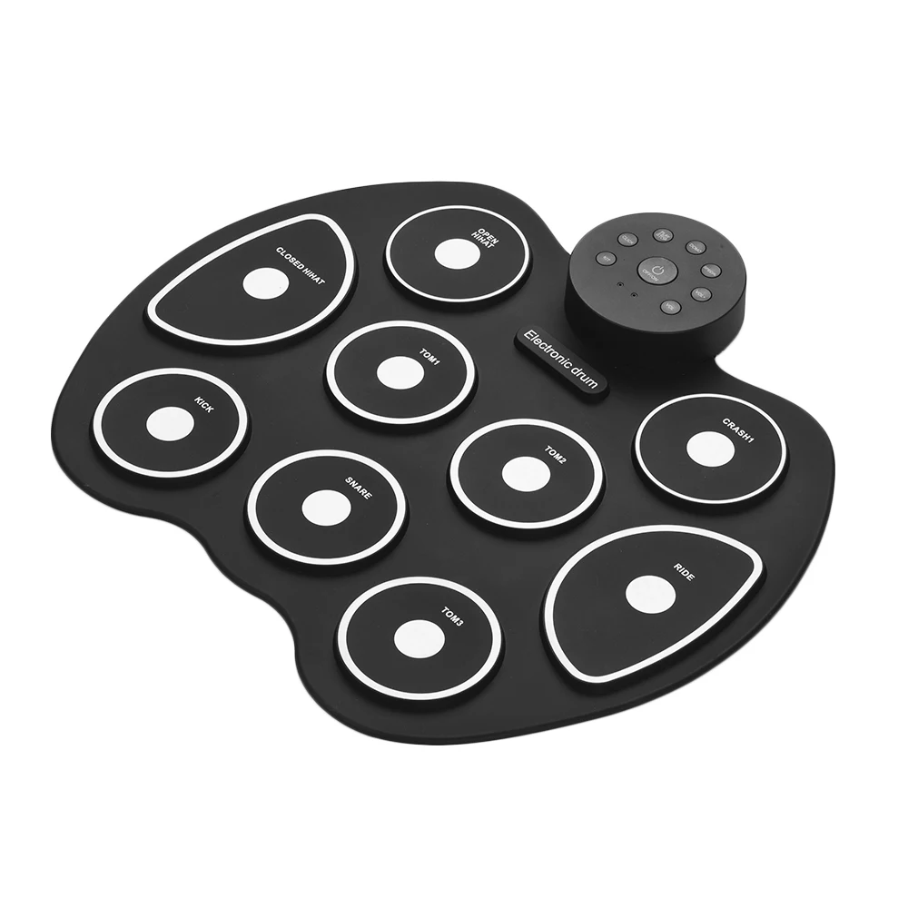 Compact Size USB Roll-Up Silicon Drum Set Digital Electronic Drum Kit 9 Drum Pads with Drumsticks Foot Pedals for Beginners