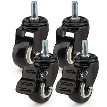 

4 x Heavy Duty 50mm PU Rollers Swivel 50kg Castor Wheels Trolley Furniture Caster Universal Mute Wheel Replacement Office Chair