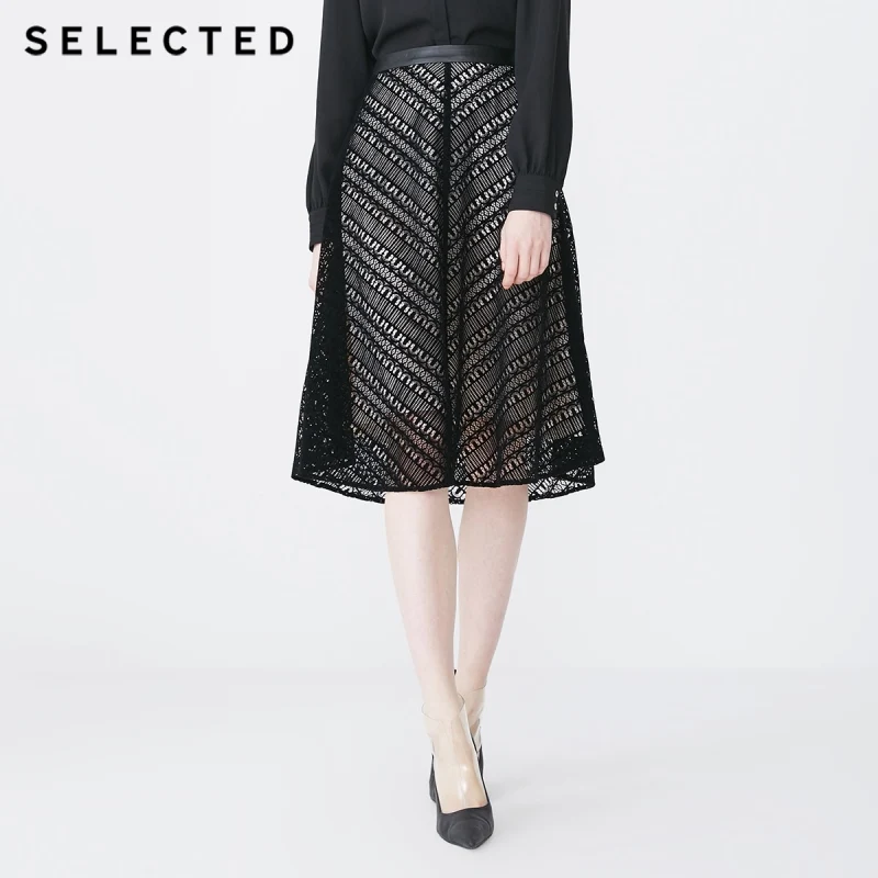 BLACK Отборная Весенняя трикотажная юбка из флока с вырезами и подкладкой S | 41914C502 - Цвет: BLACK