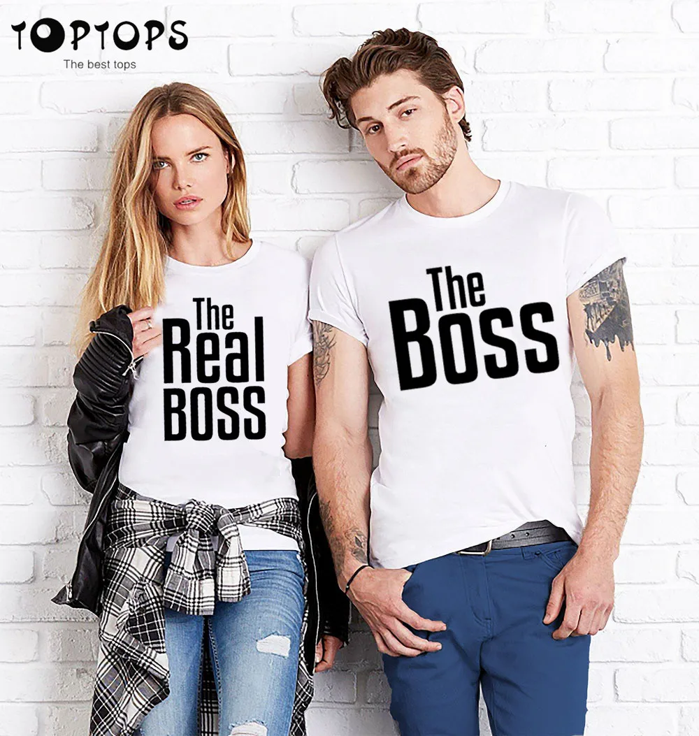 

The Boss The Real Boss Couples T-shirt Men Women Valentine Clothes Husband Wife Family Matching Shirts Boyfriend Girlfriend Gift