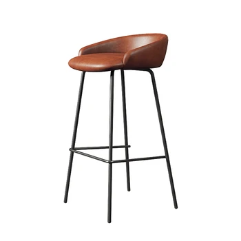 

Northern Europe Light Luxury Bar Chair Household Modern Simple High Chair Iron Leisure Bar Front Desk Coffee Shop High Stool