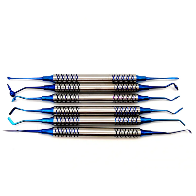 6pcs Dental Composite Resin Filling Spatula Titanium plated Head Filler Set thick handle Restoration set Instrument | Красота и