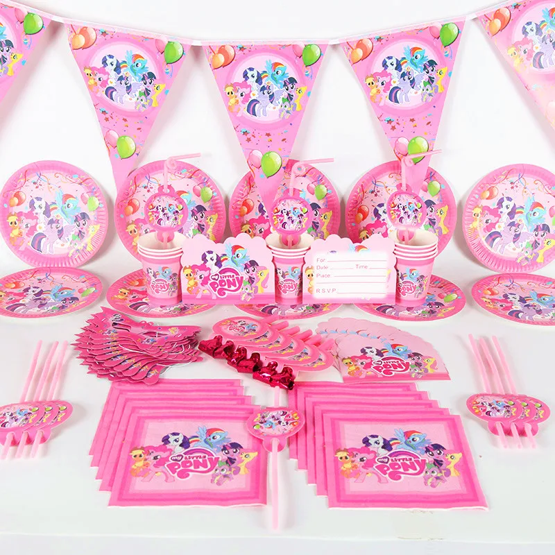 120/180Pcs/Set My Little Pony Party Disposable Tableware Set Birthday Baby Shower Theme Party Tableware Supplies Decorations
120/180Pcs/Set My Little Pony Party Disposable Tableware Set Birthday Baby Shower Theme Party Tableware Supplies Decorations