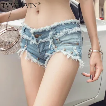 

TVVOVVIN Women Shorts Rivet Patchwork Low Waist Shorts Feminino Jeans Irregular Sexy Womens Shorts Summer 2020 New Fashion Z134