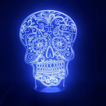 

A Patterned Skeleton 3D Lamp Cool Gift for Halloween Decorative Battery Operated Figure Visual Light Effect Led Night Light Lamp